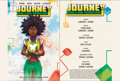 Comic book cover with a character and text on a white background